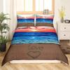 Summer Beach Duvet Cover Set Queen Ocean Bedding Set Hawaiian Palm Trees Marine Life Sea Waves Fish Printed Comforter Cover Set
