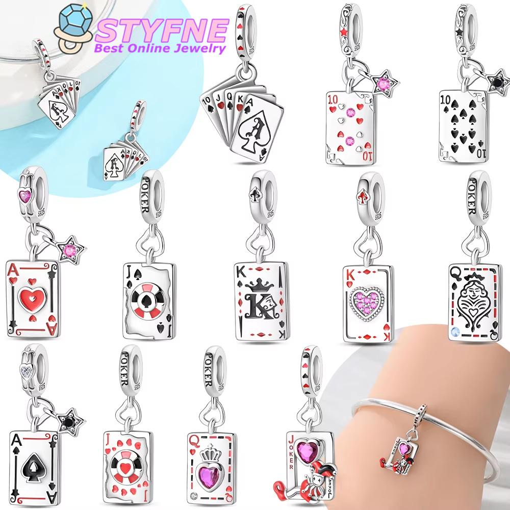 Women'S Pendants Original Copper Black Suit J Playing Card Red 10 Bead Fit Bracelet Women Jewelry Making Diy Gift Accessory