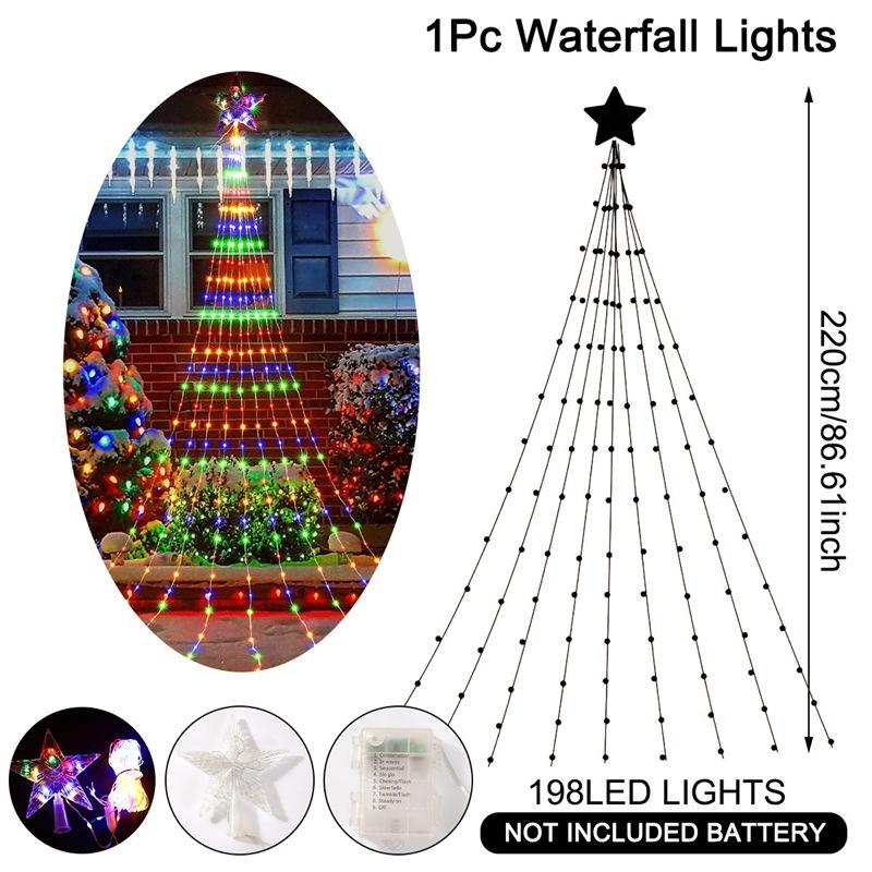 LED Star Waterfall Lights Christmas Decorations String Lights Christmas Tree Ornaments for Home 2026 Navidad Natal New Year 2026