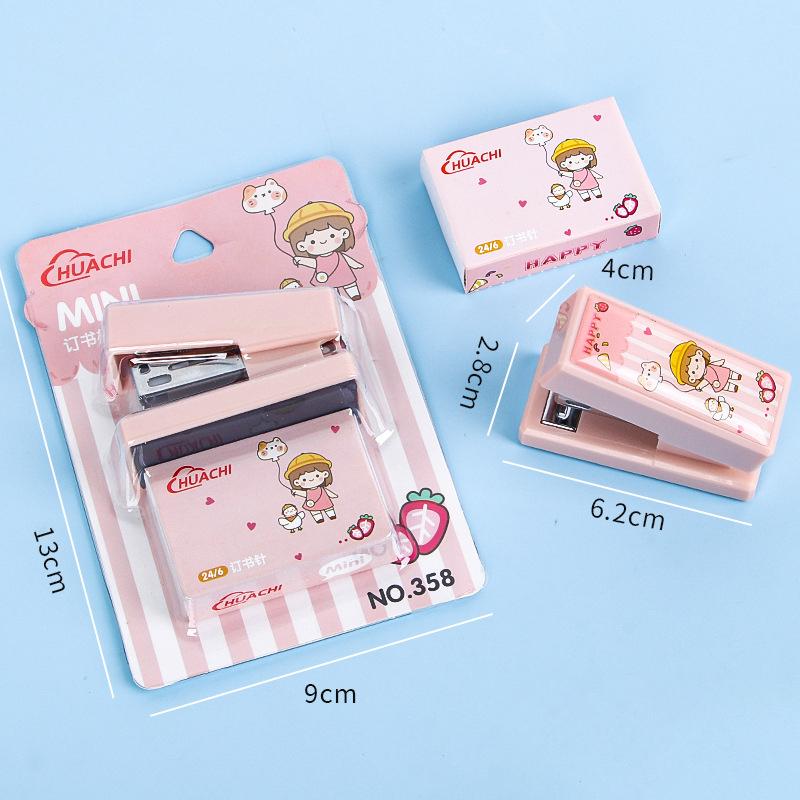 Cartoon Stapler Mini Small Set Cute Student Stationery Multi-Functional Binding Machine Nail Test Paper Stapler