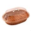 Bread Basket with Acrylic Cover Dustproof Rattan Lid Transparent for Bakeries,
