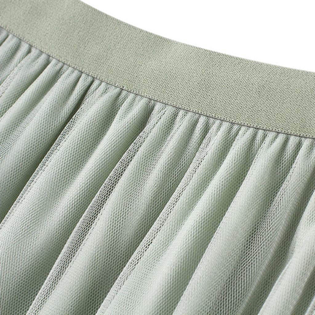Women's Fashion Casual Color High Waist Ruffle Splicing Mesh Half-body Skirt
