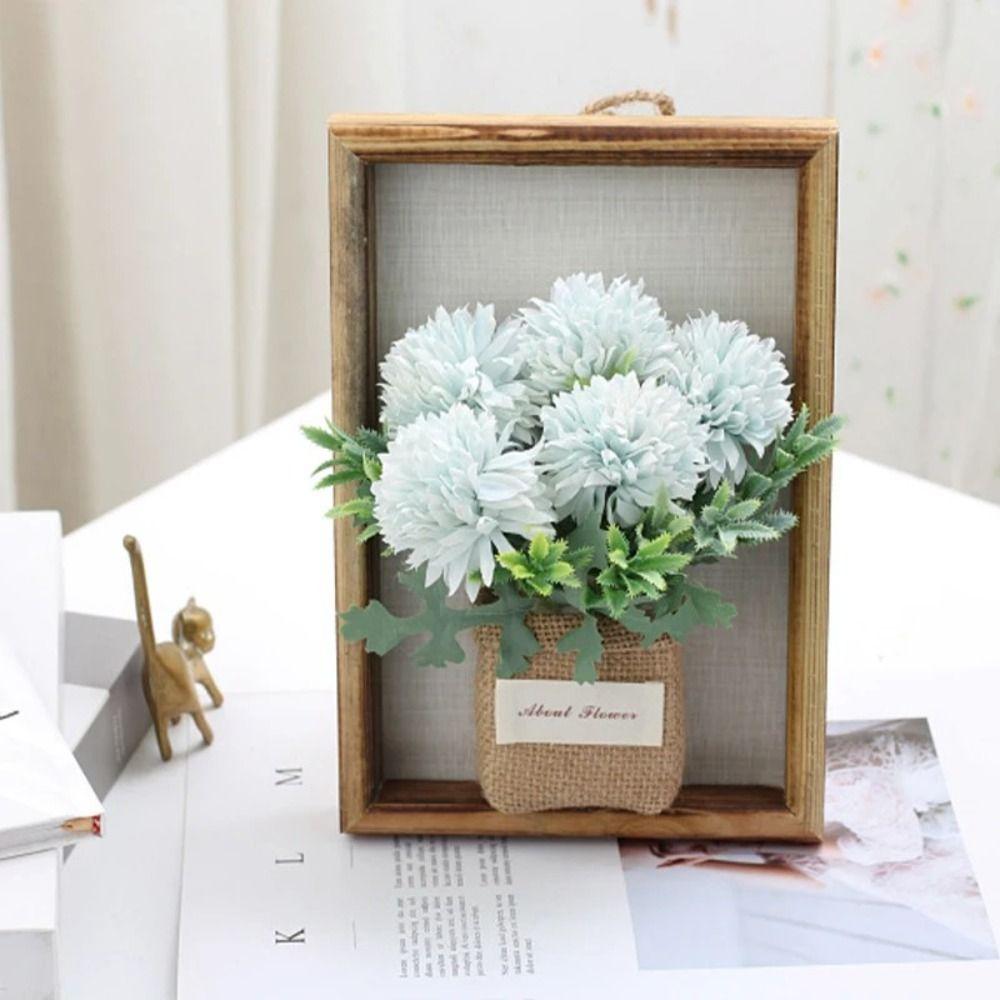 Wooden Faux Flowers Wall Decor 3D Imitation Flowers Decoration Hydrangea Wall Decor  Home