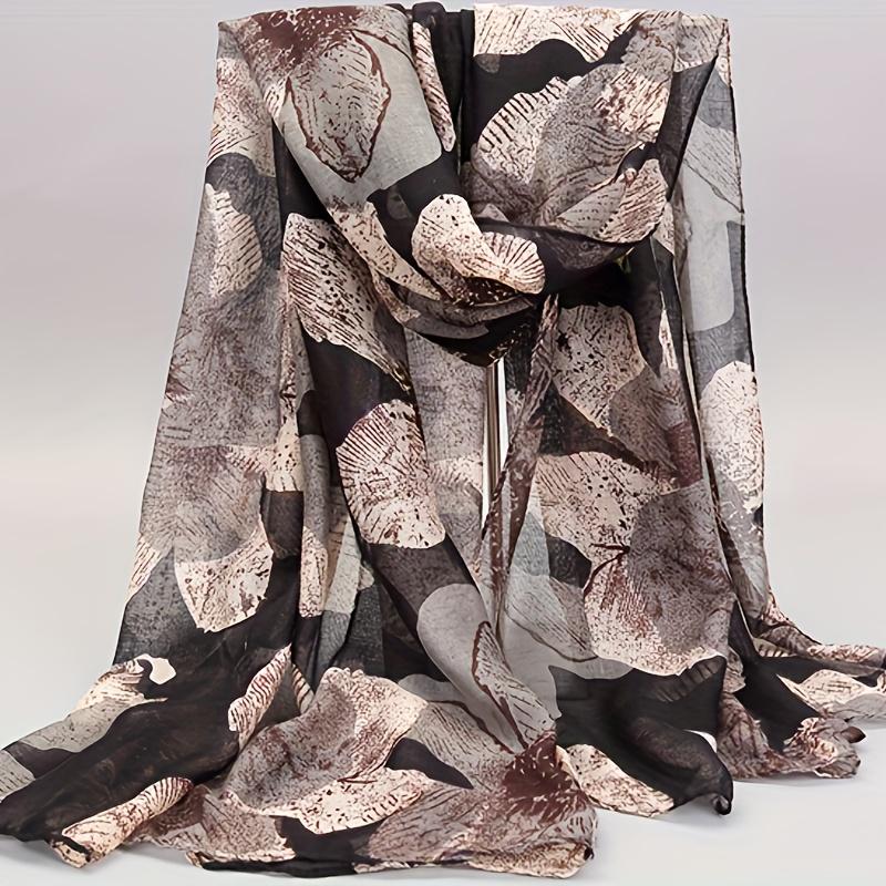 

Women s Retro Floral Print Scarf - Chrysanthemum & Bird Motif in Orange/Blue/White, Lightweight Warm & Breathable Non-Elastic Fabric for Casual Outing