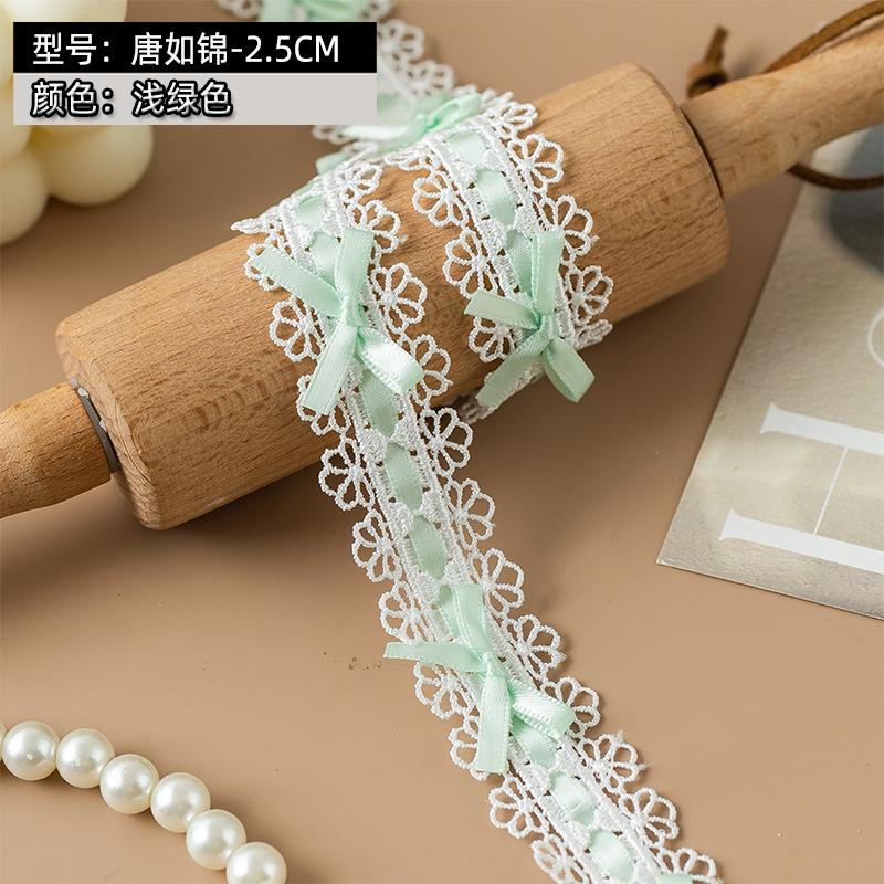 2.5cm Wide Lolita Lace Trim Ribbon For Party Dress Bow Embroideried Trimming Collar Decorative Fabric Sewing DIY Crafts Material