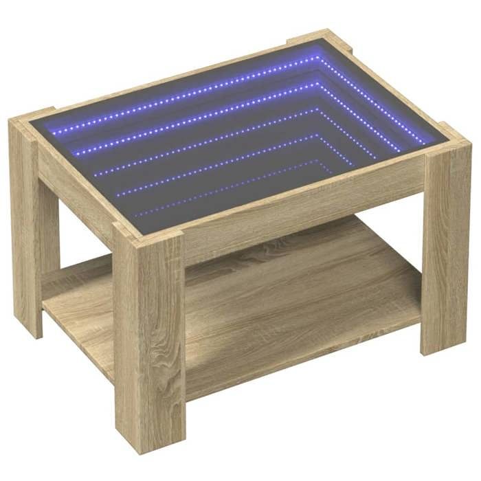 VidaXL Table basse avec LED chêne sonoma 73x53x45 cm bois d'ingénierie, table d'appoint, table de salon, table latérale, 847548
