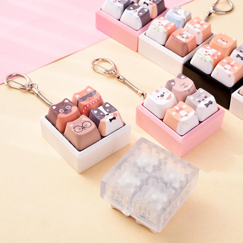 Cute Dog Squeeze Keychain Creative Stress Relief Fidget Pendant Mini Sensory Toy for Handbags Kids Party Gifts