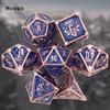 7 Pcs Dark Blue Skull Metal Dice Solid Metal Polyhedral Dice Set Suitable for Role-Playing RPG Board Game Card Game