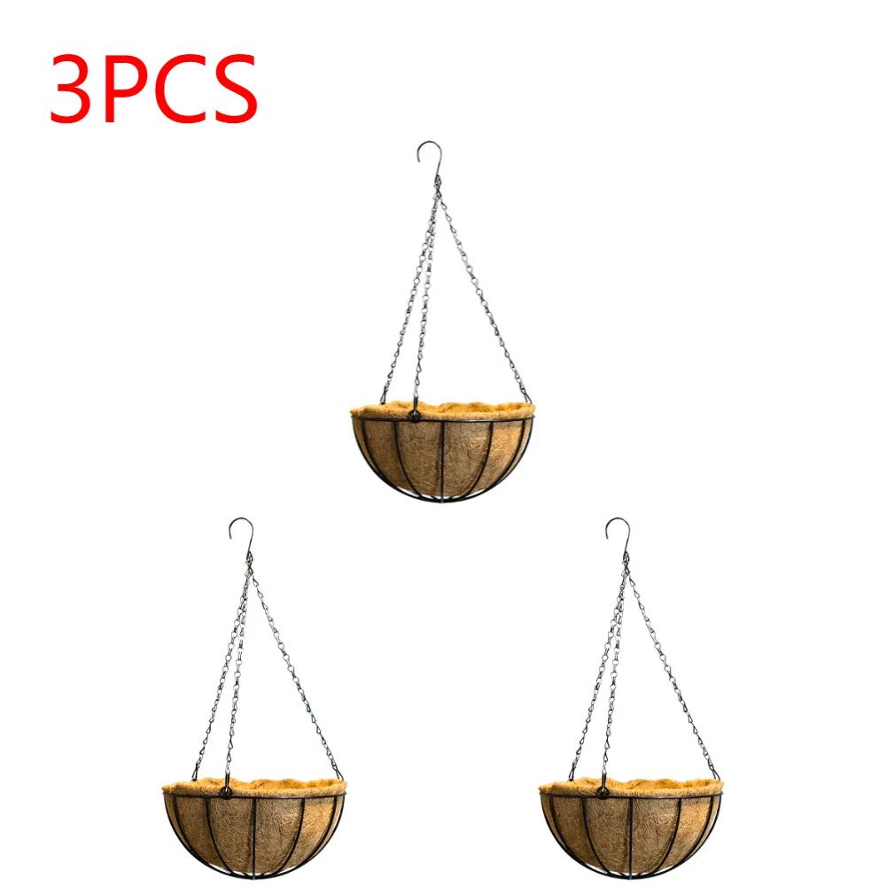 Hanging Baskets Portable Outdoor House Balcony Wall Hanging Iron Art Wrought Coconut Flower Plant Pot Garden Supplies