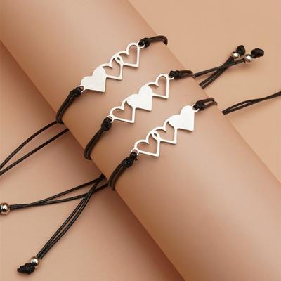 95AB 3 Stück Versprechen Passende Beziehung Armbänder Schwester Herz Armbänder Schmuck Geschenke für Frauen Zwillinge Töchter Familie