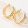 Vintage Classic Hand-carved Texture Golden Hoop Hoop Earrings for Women's Fashion Versatile Banquet Festival Jewelry Accessories
