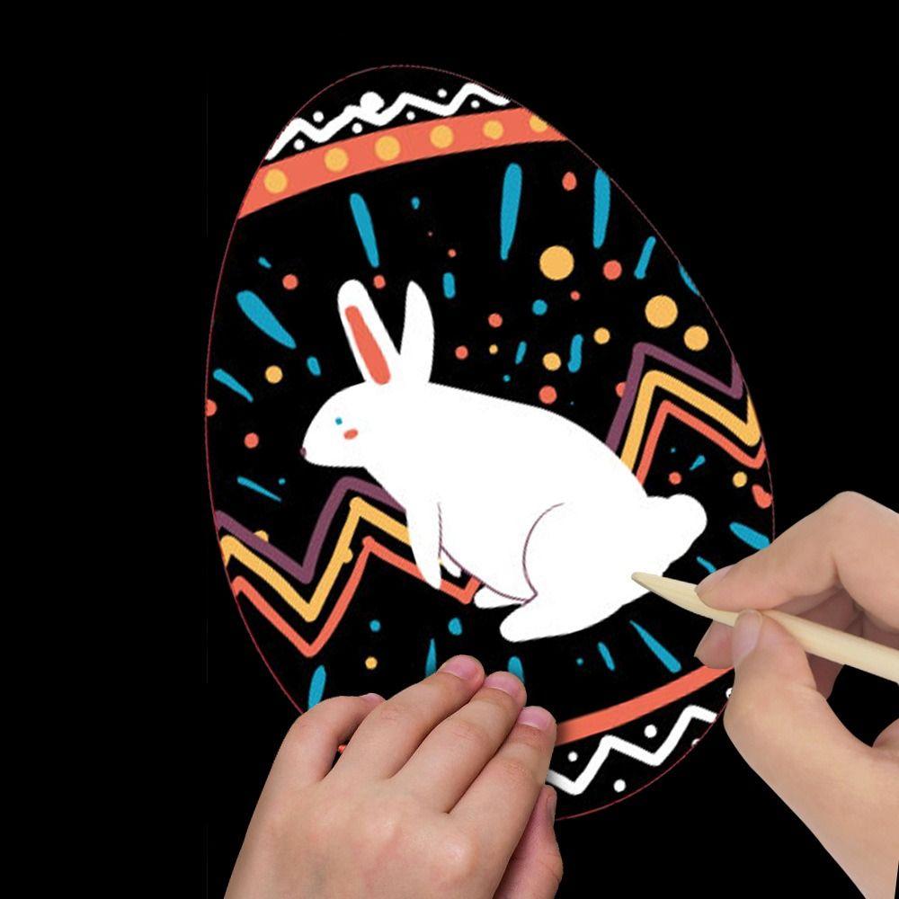 

Painted Eggshell DIY Painting Easter Toy Easter Rabbit Easter Bunny Scratch Paper Art Gift E