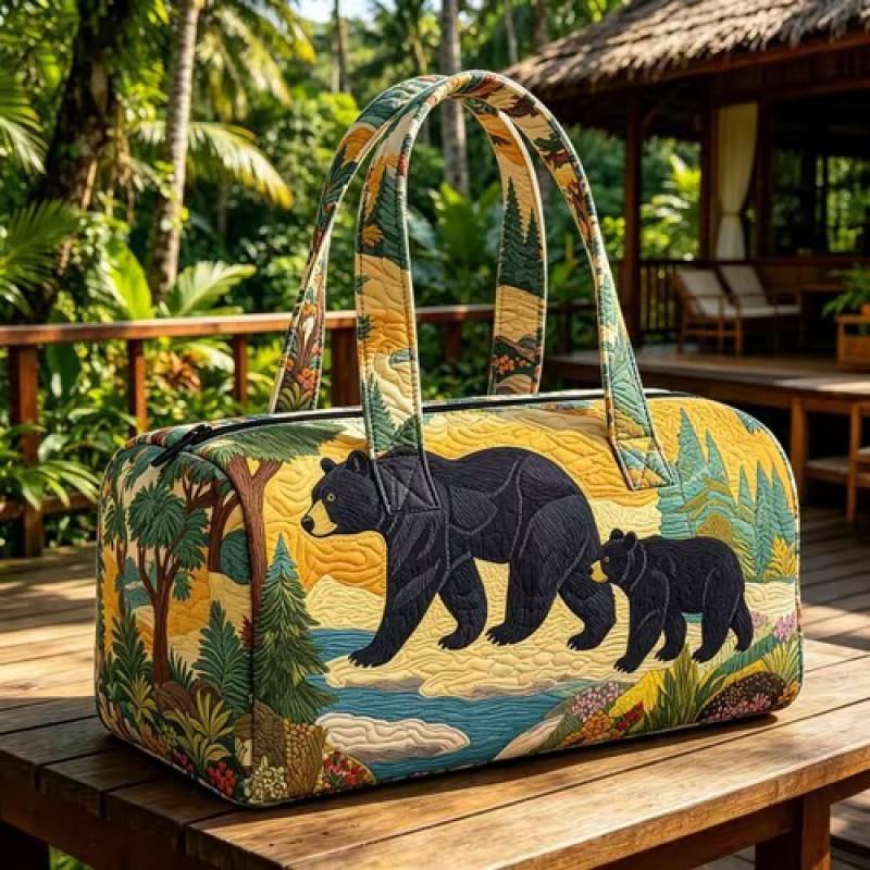 TEMU Quilted Travel Bag Fashion Print Womens Yoga Tote Gym