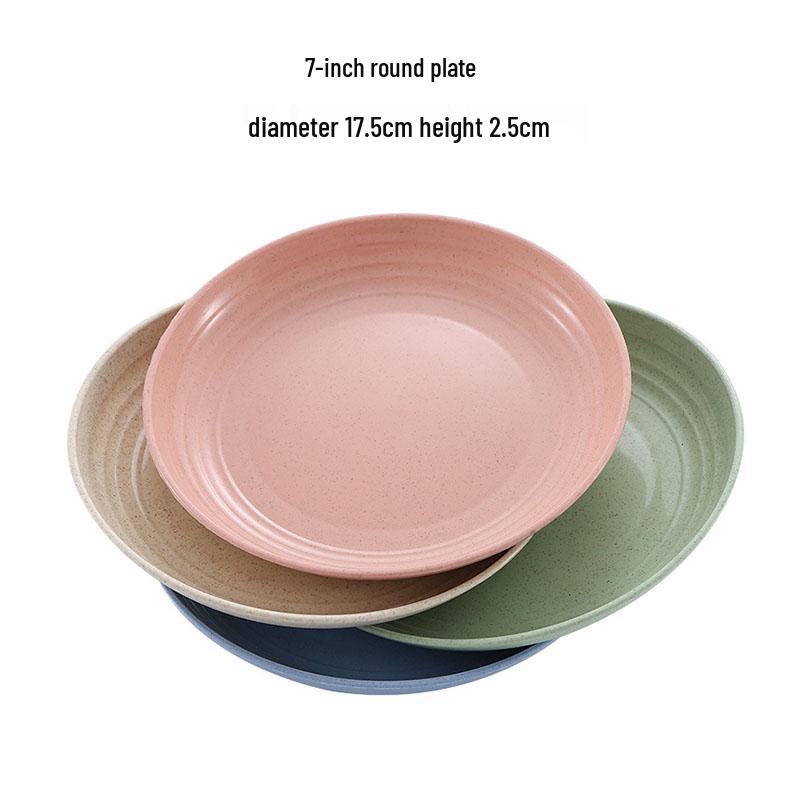 18cm Round Wheat Straw Plate for Snacks, Fruit, and Dining Table Use