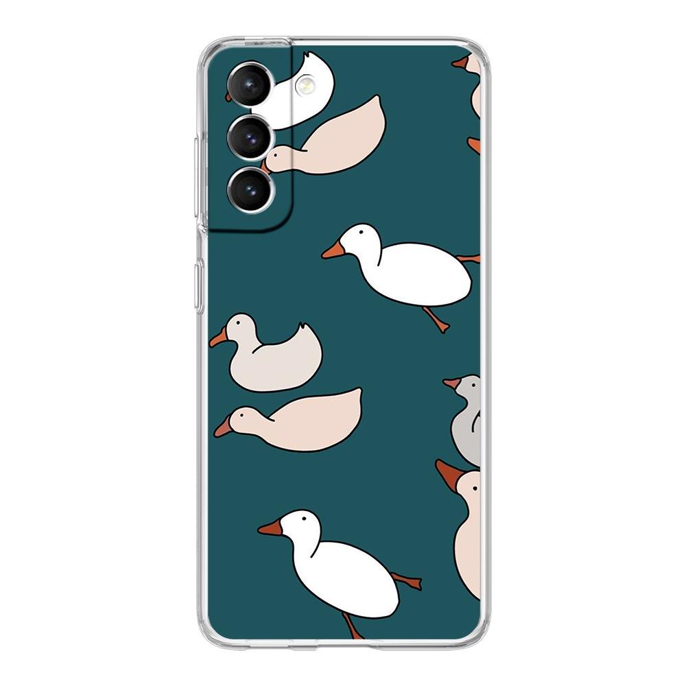 Phone Case For Samsung Galaxy S24 Plus S23 S22 S21 S20 FE Ultra 5G S10 S10E S9 Soft Clear Silicone Cover Cartoon Duck Goose Game