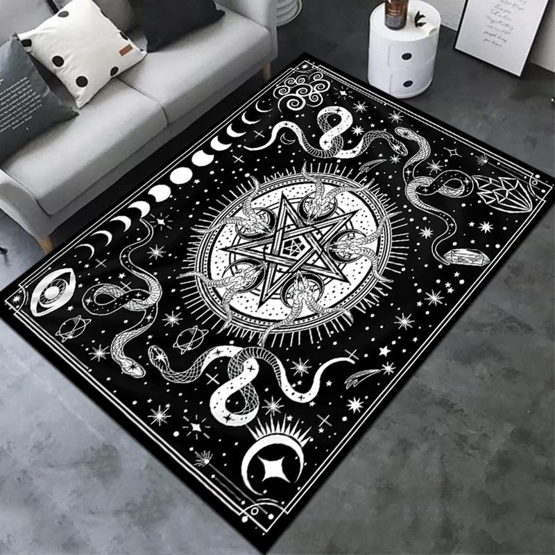 1PC Skull Dark Gothic Pattern Printed Carpet Rug for Living Room Bedroom Home Sofa Decoration,Non-slip Floor Mat Floor Mat
