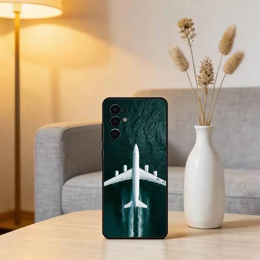 A-airplane Phone Case Black Silicone Soft For Samsung S25,S24,S21,S22,S23,S30,Ultra,S20,Plus,Fe,Lite
