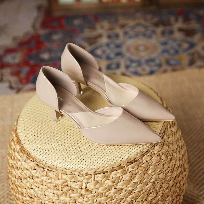 Slip-on Elegant Women's High Heel Pumps Pointed Toe Cover Heel Fashion Heels for Ladies Cut-Out Design Comfortable Dress Shoes