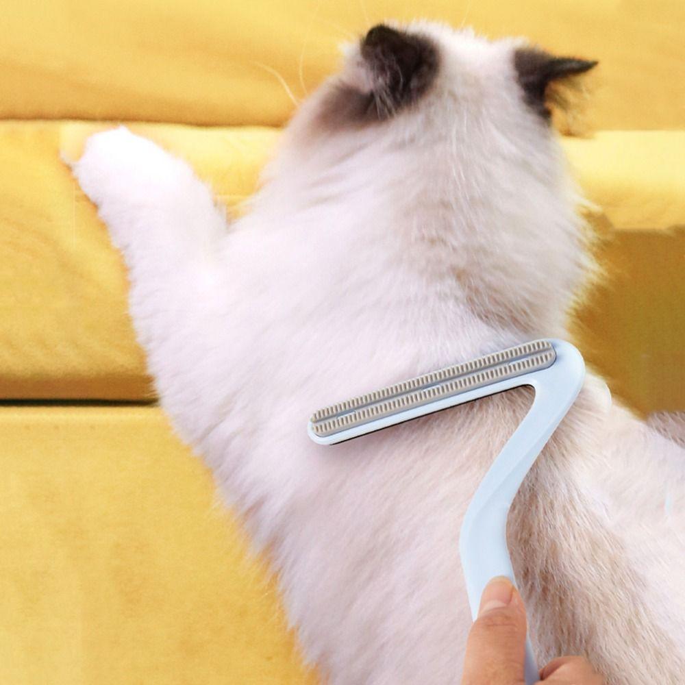 

С отверстием для подвешивания щетка для удаления шерсти домашних животных однотонный двухсторонний скребок для собак кошек белый