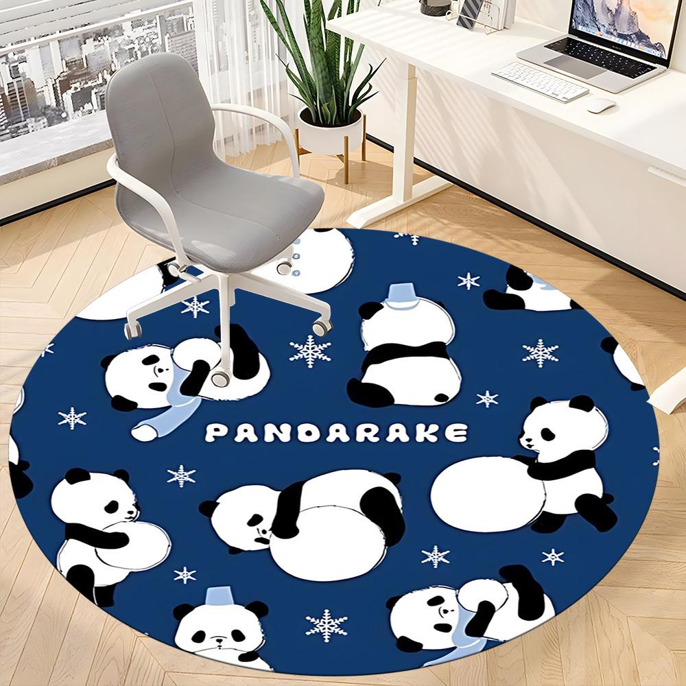 1pc Panda Snowflake Office Round Area Rug, Indoor Mat Suitable For Office, Under Office Chairs Bedroom Living Room Home Decor, Room Deco