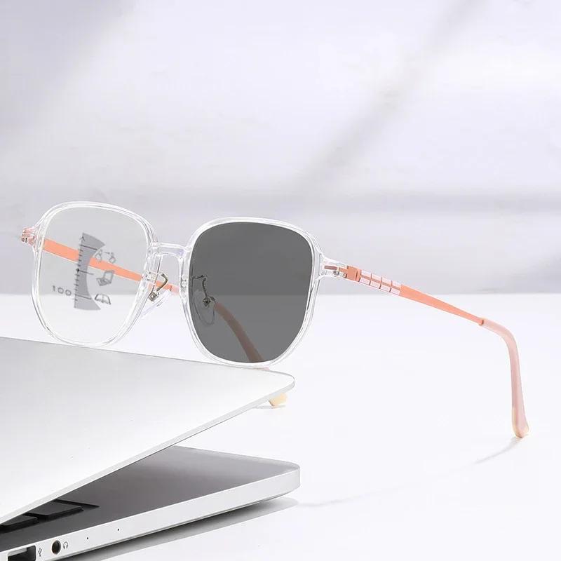 Unisex New Photochromic Multifocal Reading Glasses Full Frame Distance & Near Anti-Blue Light Presbyopia Glasses  0 To +4.0