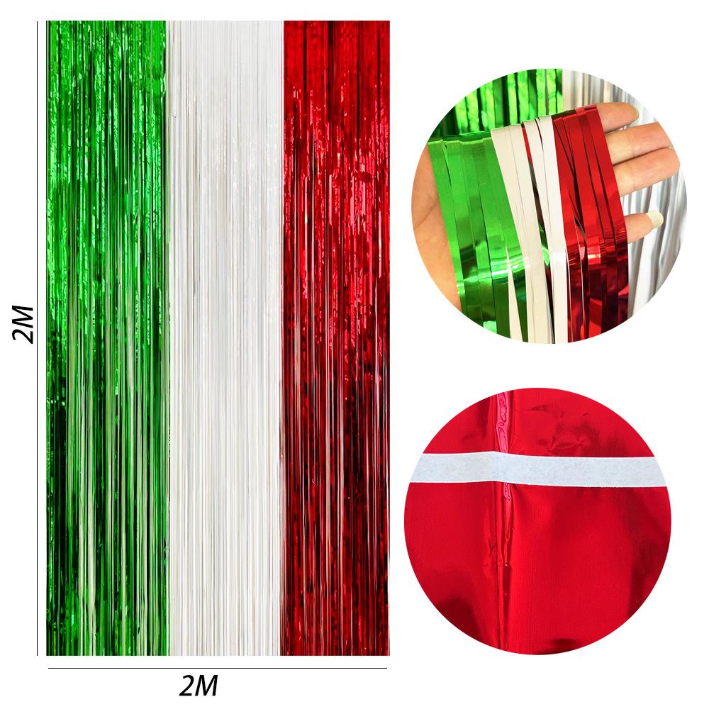 Color-Block Tinsel Curtain 1x2m - Festive Background for Christmas, Halloween, and Birthdays