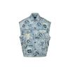 Multi Badge Distressed Wide Denim Vest Men Vests 2ESHTM4VS8109LFDN