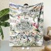 Cartoon Rose and Dollar Sign Print Flannel Blanket, Suitable for Sofas, Beds, Offices, Travel, Camping, Christmas Gifts, and for