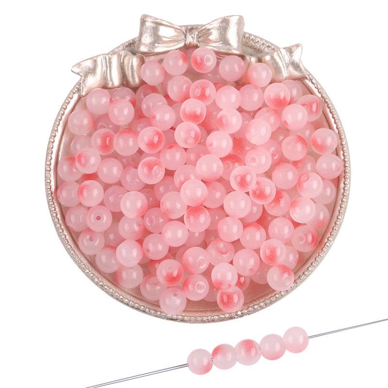 8mm Summer Dream Jelly Duplex Glass Round Beads Loose Beads DIY Handmade Bracelet Glaze Beading String Material Beads for Jewelry Making
