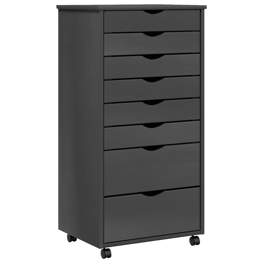 MOSS Mobile Drawer Cabinet in Grey Solid Pine Wood