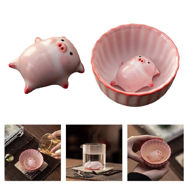 Ceramics Pippy Figurine Teacup Hiddens Animal Inside Cup Novelty Teacup Holiday Mother Day Christmas Birthday Gift