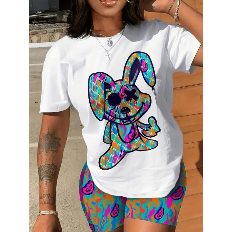 

Летний топ с круглым вырезом и 3D-принтом в виде животных из мультфильмов, модные повседневные женские футболки с короткими рукавами XS