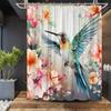 Vibrant Hummingbird Shower Curtain: Embrace the Artistic Design, Soft Fabric, and Floral Vibes for Your Charming Bathroom