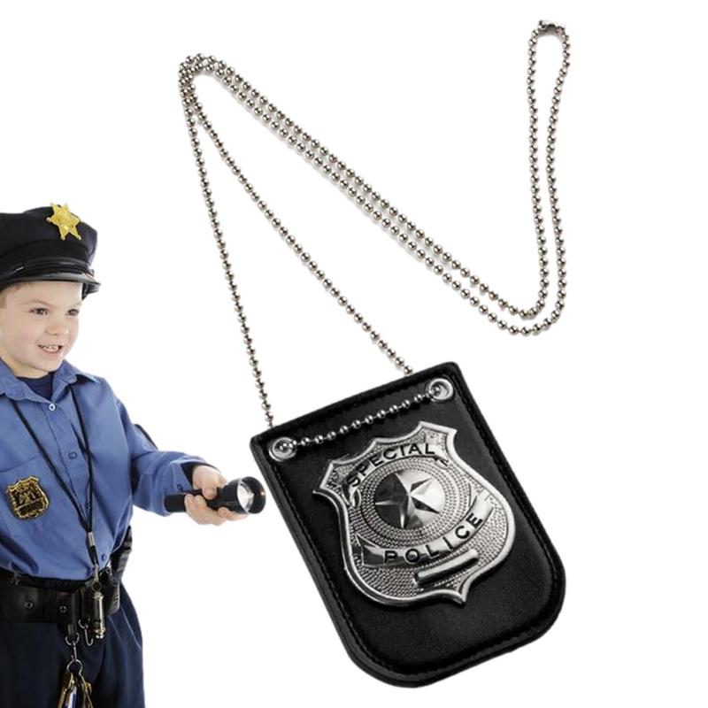 Kids Role Playing Props PoliceSpecial Badge With Chain And Belt Clip Toys Kids Cop Badges Dress Up Accessories Pretend Play Toy