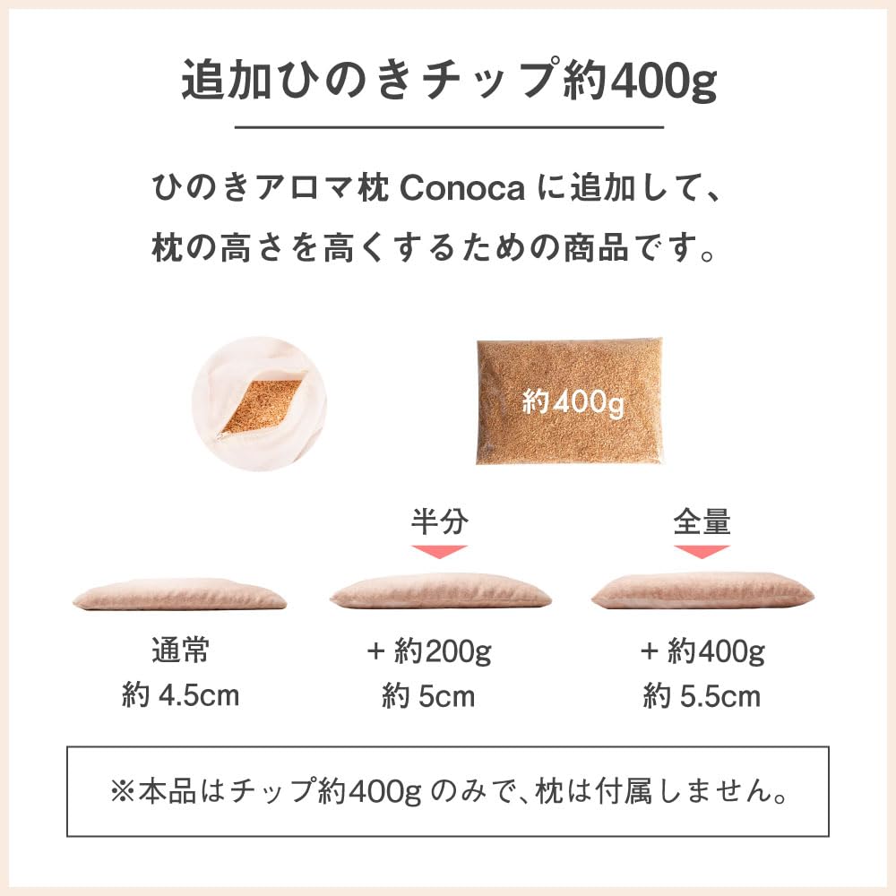 Additional Hinoki Wood Chips (approx. 400g) for the Conoca Hinoki Aroma Pillow