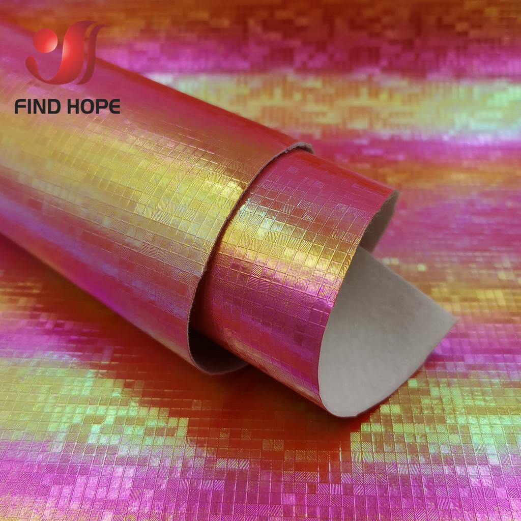 A5 A4 Laser Hologram Iridescent PU Faux Leather Sewing Fabric MOSAIC Hightlight Gradient Handmade Bow Shoes Craft DIY Material