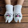 Soft Girls Winter Gloves Warm Mittens Half Finger Touchscreen Embroidery Cat Design Mittens for Women Winter Supplies