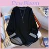 T Shirt For Women With Splice Contrast Long Sleeve Soft Knit Warm Casual Top For Fall Winter