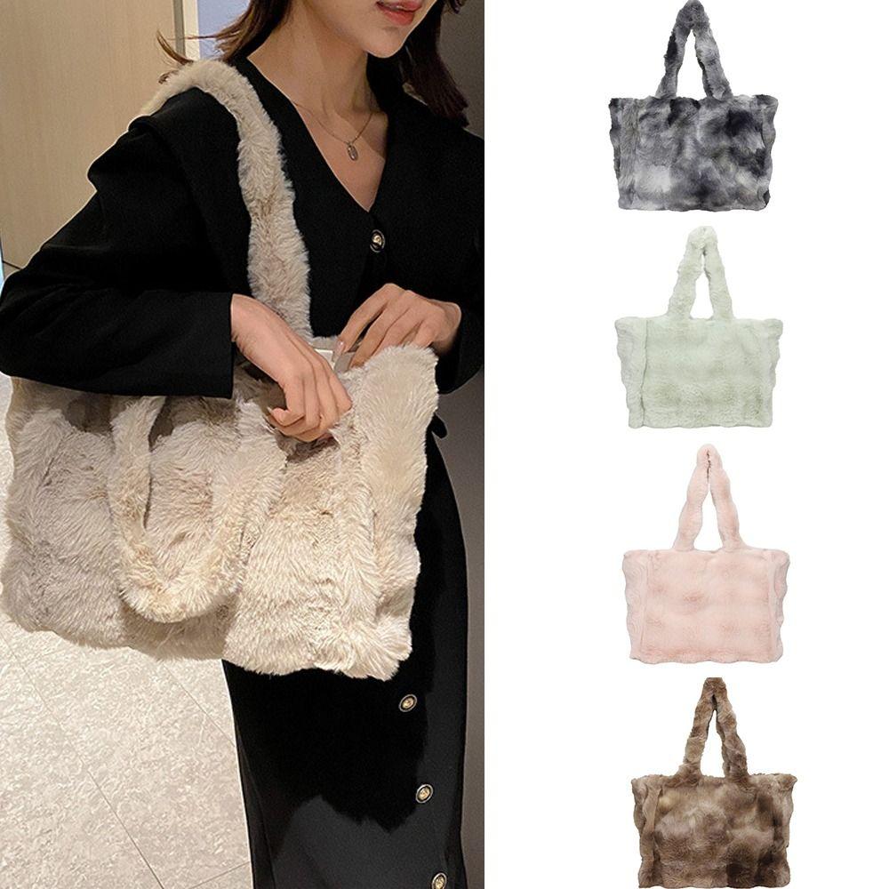 

Большая вместительная сумка-тоут, пушистая сумка для подмышек, повседневная сумка на плечо для женщин и девочек