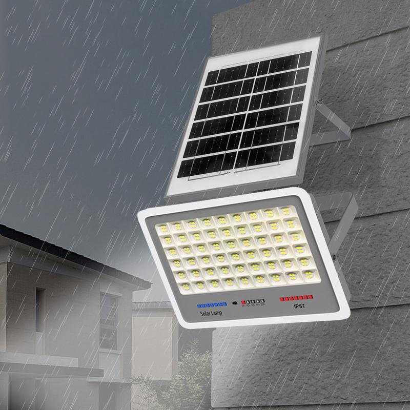 Solar Powered LED Flood Light IP67 Waterproof Outdoor Security Lights Auto-On Outdoor Wall Floodlight Timing for Patio Path Yard