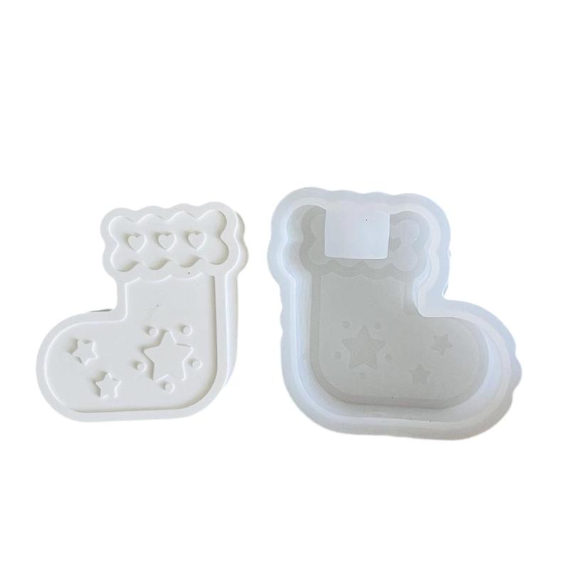 Christmas Stocking Silicone Candlestick Molds for Epoxy Resin Candle Holder Christmas Theme Silicone Candle Holder Molds 1