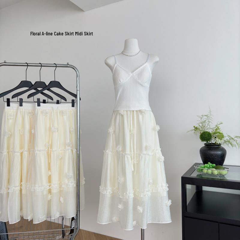 

Xin Xing Flower Circle Melody A-line Solid Slimming Long Dress with Ruffled Skirt for Women, Summer 2025 Small [Under 95 lbs] жовтий