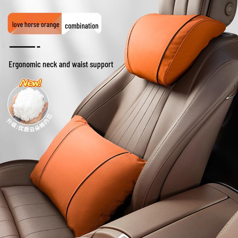 Universal Suede-Style Car Neck and Lumbar Support Pillow – All-Season Comfort for Headrests