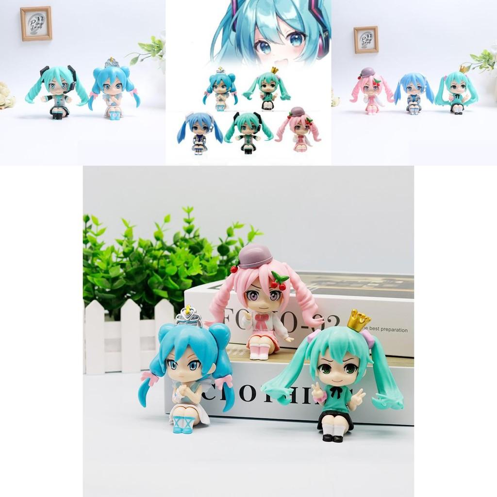 Adorable Sitting Hatsune Miku Chibi Figure Pvc Toy Model 8.5cm Cute Doll Gift