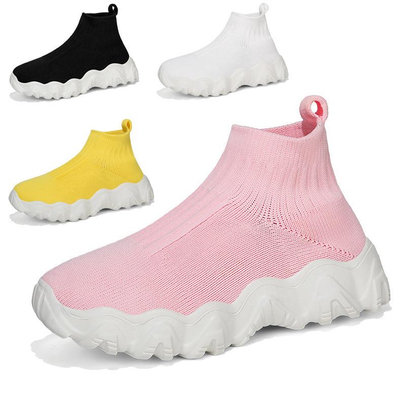 Children'S Fly-Knitted Socks Shoes One Pedal Medium And Older Children'S Elastic Knitted Shoes Boys And Girls Sports
