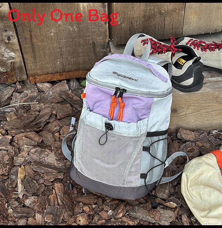 Mountain Range Nylon Drawstring Backpack For Casual Travel And Hiking