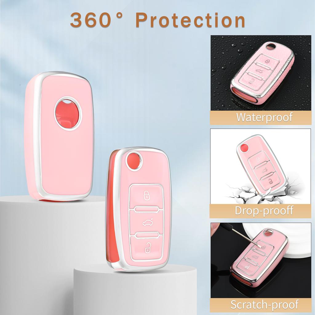 360° Protection Car Key Case Shell For Volkswagen VW Polo Tiguan Passat B5 B6 B7 Golf 5 EOS Scirocco Jetta MK6 Octavia Skoda A5