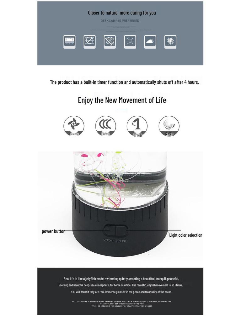LED Colorful Jellyfish Night Light - USB Plug-in, Bedroom Atmosphere Lamp