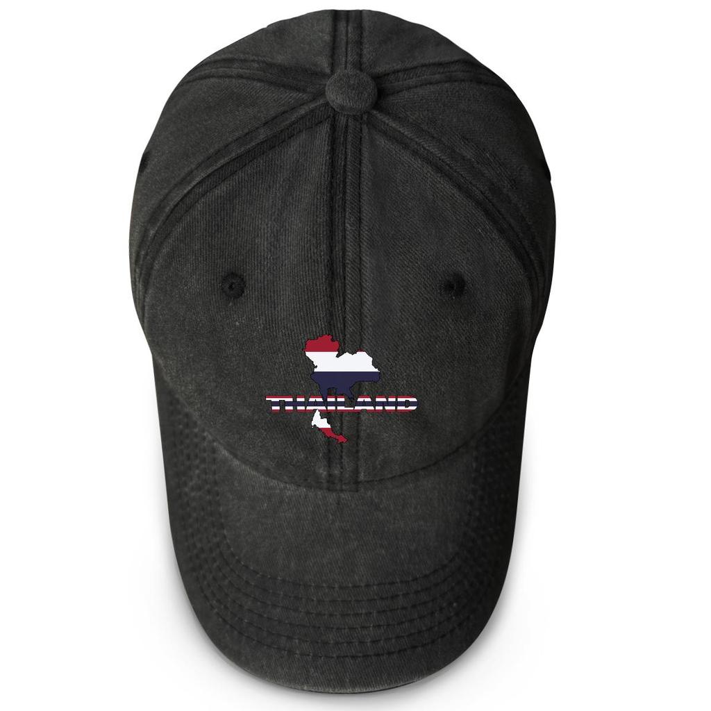 Map Flag of Thailand Print Snapback Baseball Hat, Patriotic Dad Hat Adjustable Buckle Sun Protection Solid Sunshade Adjustable Sun Hat