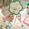 Handheld Hand Cranked Fan Flower Shape Cute Woven Fan Summer Cooling Fan  Chinese Style